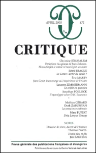 Critique N° 671 Avril 2003