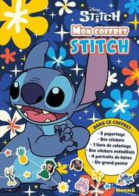 Disney Stitch - Mon coffret Stitch - Dans ce coffret: 3 papertoys, des stickers, 1 livre de coloriage, des stickers métallisés, 4 portraits de héros, un grand poster