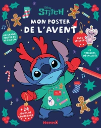 Disney Stitch - Mon poster de l'Avent - 24 jours de coloriage - Un grand poster de 40x60cm - Avec stickers et stickers métallisés