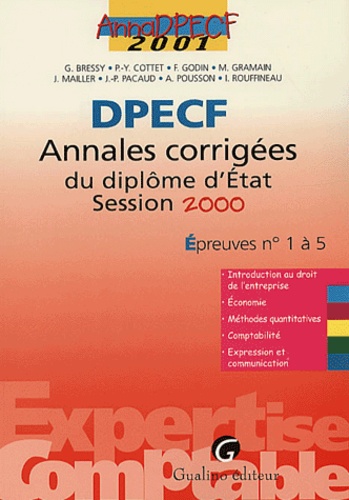  Collectif - Dpecf. Annales Corrigees Du Diplome D'Etat, Epreuves N° 1 A 5, Session 2000.