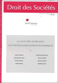 Droit Des Societes Hors-Serie N° 8-9 Aout-Septembre 2001 : La Loi N° 2001-420 Relative Aux Nouvelles Regulations Economiques