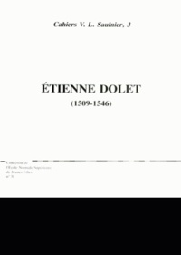  Collectif - Étienne Dolet - 1509-1546, [actes du colloque de Paris, 14 mars 1985.
