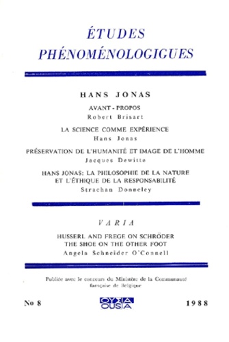 Collectif - Etudes phénoménologiques N°8/1988 : Hans Jonas.