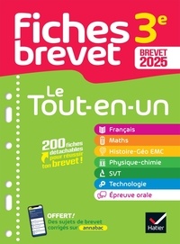  Collectif - Fiches brevet Le tout-en-un - Nouveau Brevet 2025 (toutes les matières) - français, maths, histoire-géo EMC, SVT, physique-chimie, technologie.