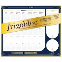 Frigobloc Mensuel 2027 édition de luxe bleu - Calendrier organiseur familial (de janv. à déc. 2027)