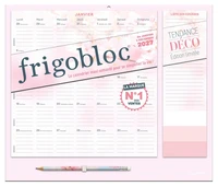 Frigobloc Mensuel 2027 Tendance déco Rose - Calendrier organiseur familial (de janv. à déc. 2027)