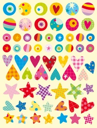 Gommettes illustrées motifs et couleurs
