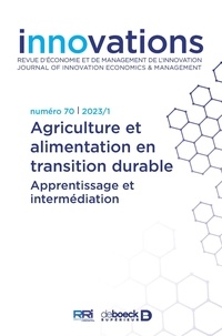  Collectif - Innovations n° 70 - Agriculture et alimentation en transition durable. - Apprentissage et intermediation.