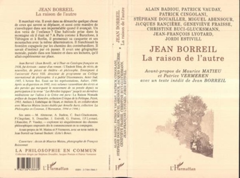  Collectif - Jean Borreil - La raison de l'autre, [journée du Collège international de philosophie, 11 juin 1993, Paris].