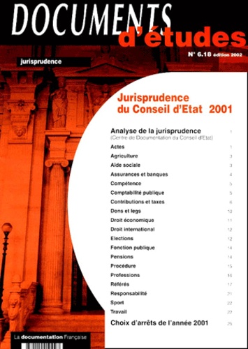  Collectif - Jurisprudence du Conseil d'Etat 2001.