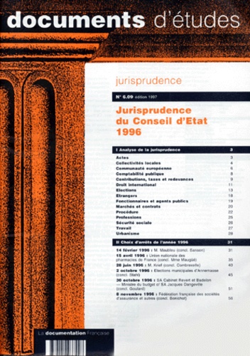  Collectif - Jurisprudence Numero 6.09 1997 : Jurisprudence Du Conseil 1996.