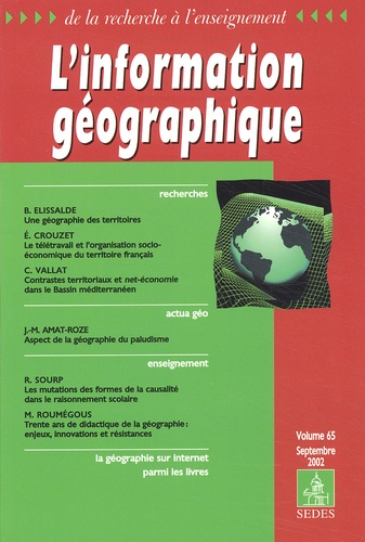  Collectif - L'information géographique Volume 65 Septembre 2002.