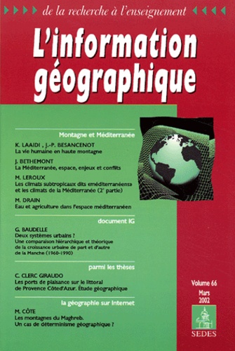  Collectif - L'information géographique Volume 66 Mars 2002.