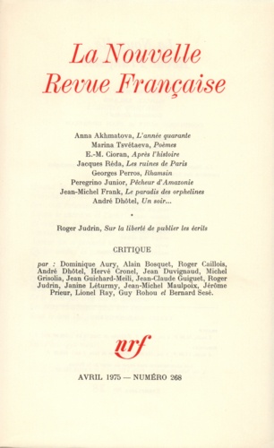 La Nouvelle Revue Française N° 268, avril 1975