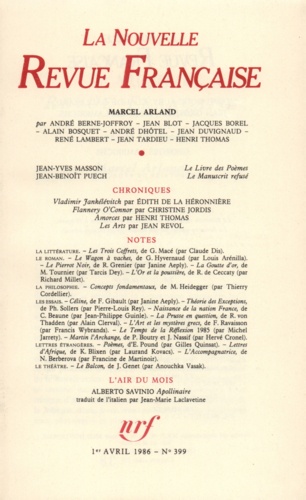 La Nouvelle Revue Française N° 399, avril 1986