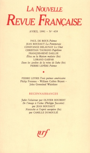 La Nouvelle Revue Française N° 459, avril 1991