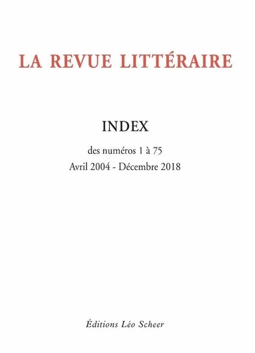 La Revue Littéraire Index (gratuit). des numéros 1 à 75