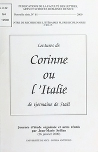  Collectif - Lectures de "Corinne ou l'Italie" de Germaine de Staël - Journée d'études, 26 janvier 2000, organisée et actes réunis.