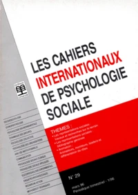 Les Cahiers Internationaux De Psychologie Sociale Numero 29 Mars 1996