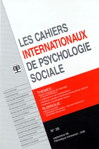  Collectif - Les Cahiers Internationaux De Psychologie Sociale Numero 39 Septembre 1998.