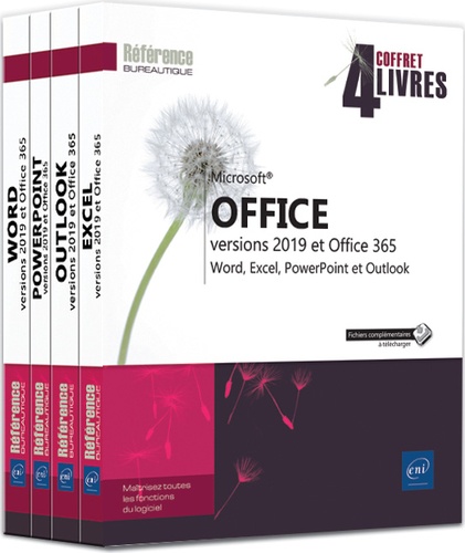  Collectif - Microsoft  Office (versions 2019 et office 365) - - Coffret en 4 volumes : Word, Excel, Powerpoint et Outlook.