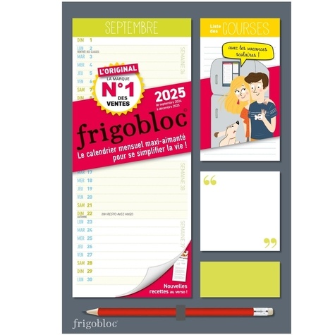 Mini Frigobloc Mensuel 2025 - Calendrier d'organisation familiale / mois (de sept. 2024 à déc. 2025)