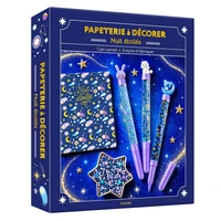 Papeterie à décorer Nuit étoilée - 3 stylos à créer et 1 petit carnet