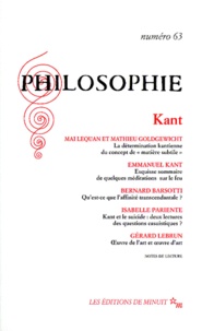  Collectif - PHILOSOPHIE N° 63 : KANT.