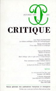  Collectif - Revue Critique Numero 605 Octobre 1997.
