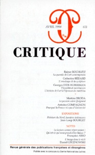 Collectif - Revue Critique Numero 611 Avril 1998.