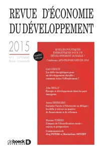 Revue d'économie du développement 2015/3 - Quelles politiques énergétiques pour un développement dur
