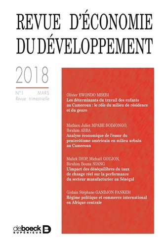 Revue d'économie du développement 2018/1