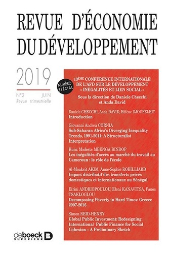 Revue d'économie du développement 2019/2 - 13e Conférence internationale de l'AFD sur le développeme