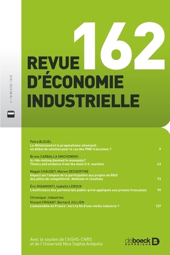 Revue d'économie industrielle 2018/2 - 162 - Varia