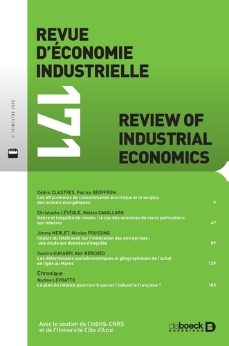 Revue d'économie industrielle 2020/3 - 171 - Varia