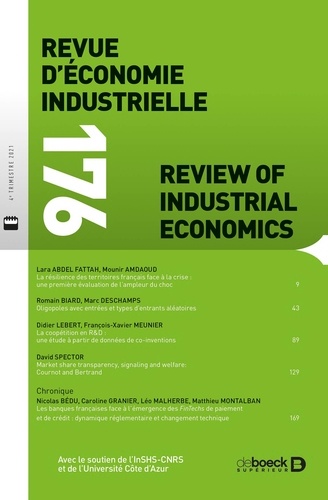 Revue d'économie industrielle 2021/4 - 176 - Varia