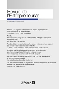  Collectif - Revue de l'entrepreneuriat 2019/1.