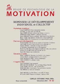  Collectif - Revue De Psychologie De La Motivation N° 32 Decembre 2001 : Repenser Le Developpement Individuel Et Collectif.