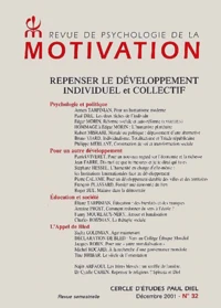 Revue De Psychologie De La Motivation N° 32 Decembre 2001 : Repenser Le Developpement Individuel Et Collectif