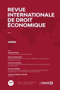  Collectif - Revue internationale de droit économique 2018/1 - Varia.