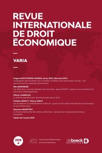 Revue internationale de droit économique 2018/4 - Varia