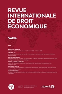  Collectif - Revue internationale de droit économique 2019/2 - Varia.