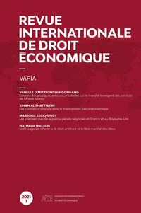 Revue internationale de droit économique 2021/1 - Varia