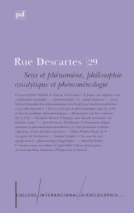 Rue Descartes N° 29 Septembre 2000 : Sens et phénomène, philosophie analytique et phénoménologie