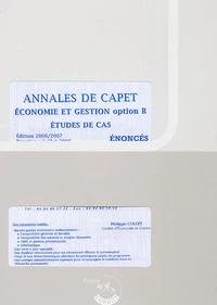 Annales de CAPET Economie et Gestion option B Etudes de cas