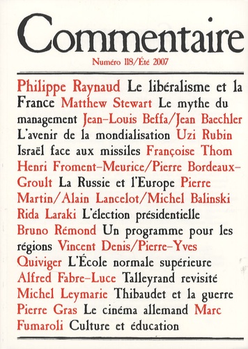 Philippe Raynaud et Matthew Stewart - Commentaire N° 118, Eté 2007 : .