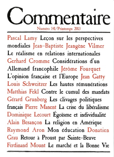 Jean-Claude Casanova - Commentaire N° 141, Printemps 2013 : .