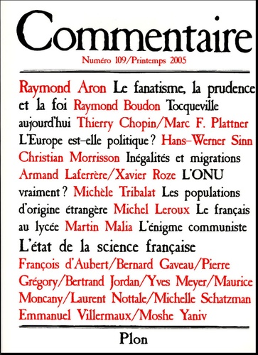 Raymond Aron et Raymond Boudon - Commentaire N° 109 : .