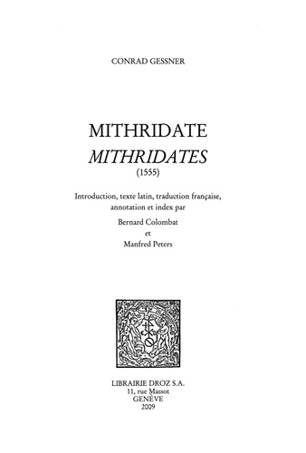 Mithridate. Edition bilingue français-latin