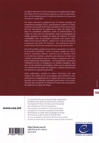 Mécanismes de règlement en ligne des litiges dans les procédures judiciaires civiles et administratives. Lignes directrices et exposé des motifs